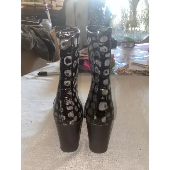 Women's Charles David Black Leather Boots Size 6 - Picture 7 of 11